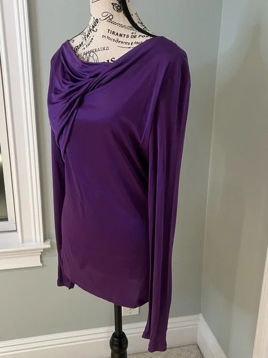 Versace Jeans Purple Draped Long Sleeve Shirt | US SZ 10 | Preowned | - Picture 4 of 11
